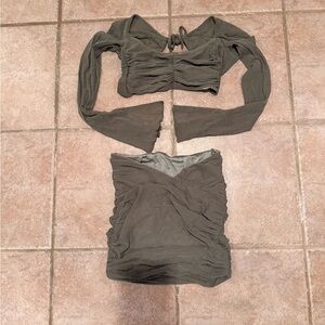 SHEIN Olive Green Mini Skirt Set